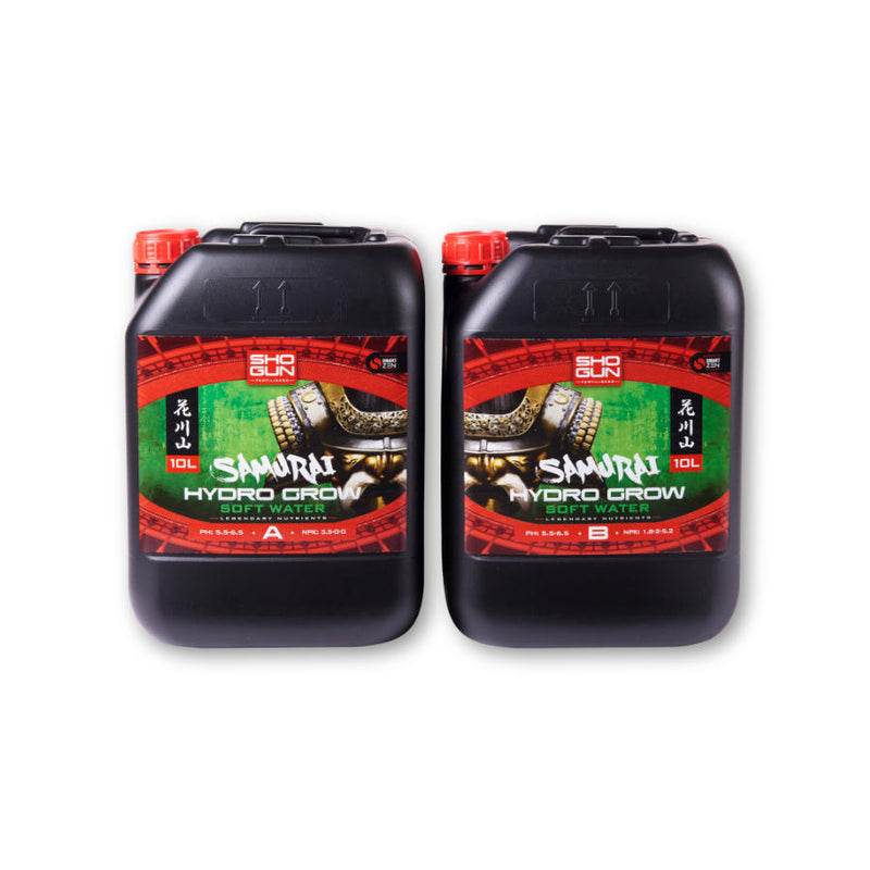 Shogun Fertilisers Samurai Hydro Grow 2x1L, 2x5L, 2x10L (A&B) Soft Water