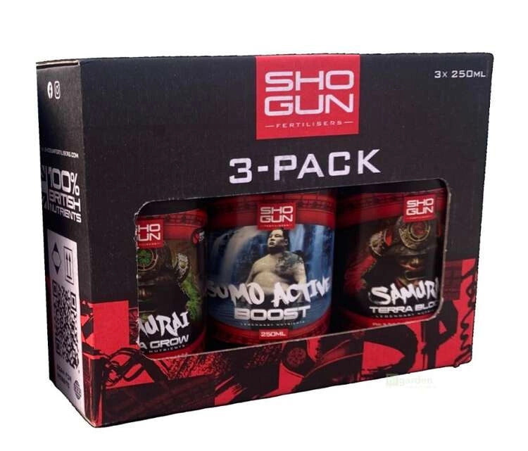 Shogun Fertilisers Tripack set - Samurai Terra Grow & Bloom & Sumo Active Boost 3 x 250ml / trąšų rinkinys