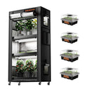 Spider Farmer 120 W LED + 70x35x150 cm 4 aukštų lentyna su tentu + 4 daiginimo padėklai / daiginimo ir auginimo rinkinys