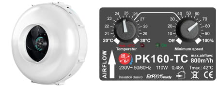 PK125-TC 125mm 400m3/h / su temperatūros valdymu